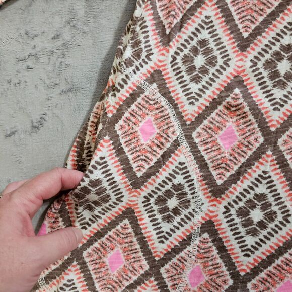 Fresh Produce Top Shirt Womens XL Pink Brown Short Sleeve Flowy A Line Casual - Picture 5 of 9